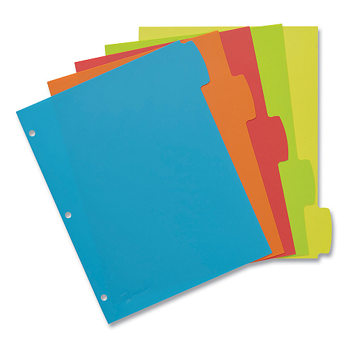 Avery Big Tab Write and Erase Durable Plastic Dividers, 5-Tab, 11 x 8.5, Assorted, 1 Set (16129)