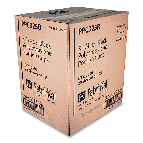 Fabri-Kal Portion Cups, 3.25 oz, Black, 250/Sleeve, 10 Sleeves/Carton (PPC325B)