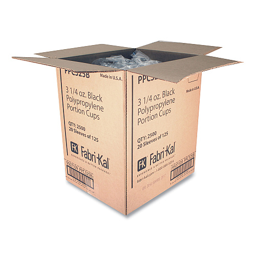Fabri-Kal Portion Cups, 3.25 oz, Black, 250/Sleeve, 10 Sleeves/Carton (PPC325B)