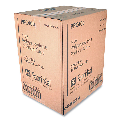 Fabri-Kal Portion Cups, 4 oz, Clear, 250/Sleeve, 10 Sleeves/Carton (PPC400)