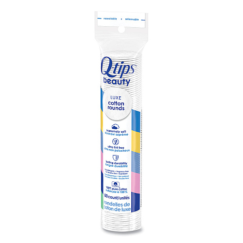 Q-tips Beauty Rounds, 80 Count, 12 Packs/Carton (030521004573)