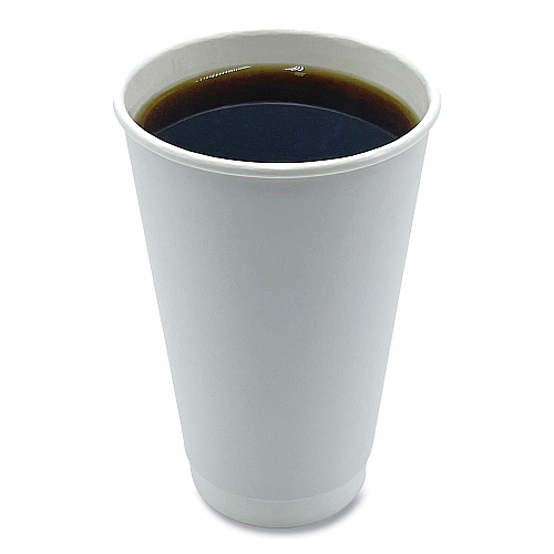 Boardwalk Paper Hot Cups, Double-Walled, 16 oz, White, 500/Carton (BWKDW16HCUP)