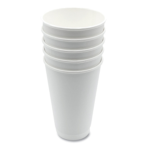 Boardwalk Paper Hot Cups, Double-Walled, 16 oz, White, 500/Carton (BWKDW16HCUP)