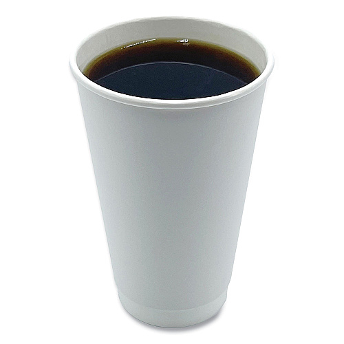 Boardwalk Paper Hot Cups, Double-Walled, 16 oz, White, 25/Pack (BWKDW16HCUPPK)