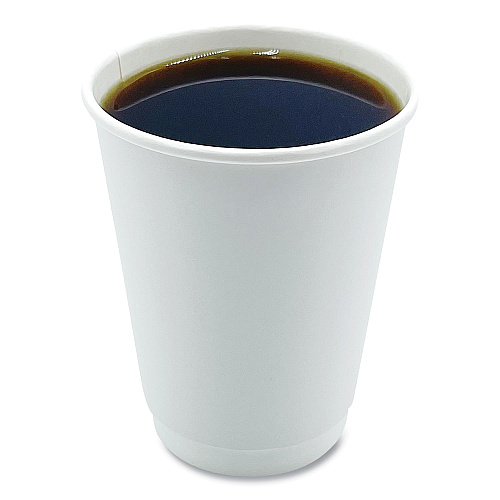 Boardwalk Paper Hot Cups, Double-Walled, 12 oz, White, 500/Carton (BWKDW12HCUP)