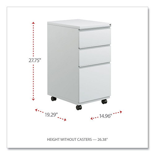Alera File Pedestal with Full-Length Pull, Left/Right, 3-Drawers: Box/Box/File, Legal/Letter, Light Gray, 14.96" x 19.29" x 27.75" (ALEPBBBFLG)