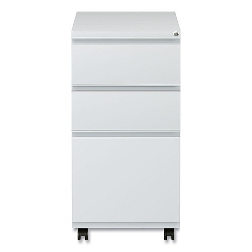 Alera File Pedestal with Full-Length Pull, Left/Right, 3-Drawers: Box/Box/File, Legal/Letter, Light Gray, 14.96" x 19.29" x 27.75" (ALEPBBBFLG)