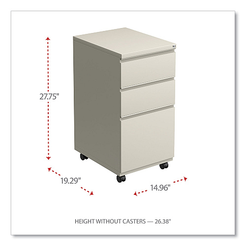 Alera File Pedestal with Full-Length Pull, Left or Right, 3-Drawers: Box/Box/File, Legal/Letter, Putty, 14.96" x 19.29" x 27.75" (ALEPBBBFPY)