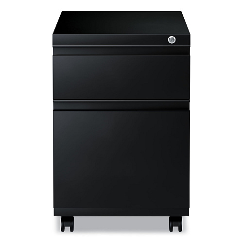 Alera File Pedestal with Full-Length Pull, Left or Right, 2-Drawers: Box/File, Legal/Letter, Black, 14.96" x 19.29" x 21.65" (ALEPBBFBL)