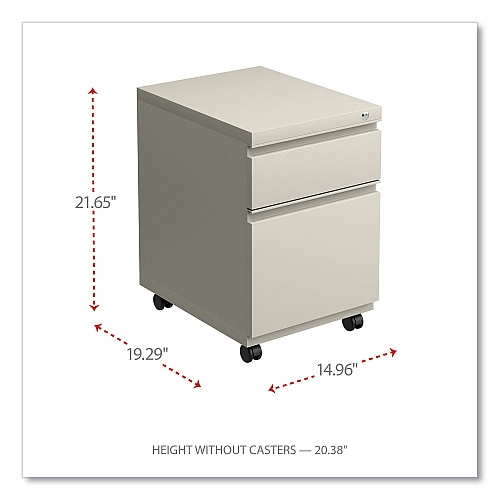 Alera File Pedestal with Full-Length Pull, Left or Right, 2-Drawers: Box/File, Legal/Letter, Putty, 14.96" x 19.29" x 21.65" (ALEPBBFPY)
