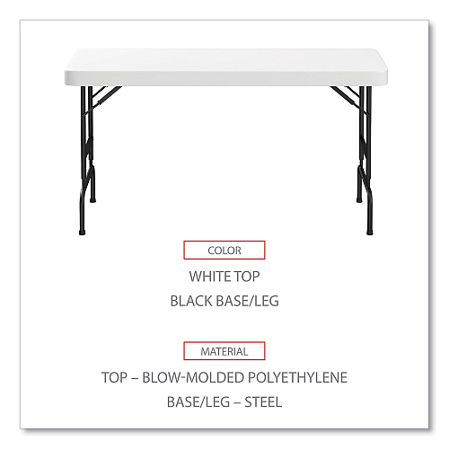 Alera Adjustable Height Plastic Folding Table, Rectangular, 72w x 29.63d x 29.25 to 37.13h, White (ALEPT72AHW)