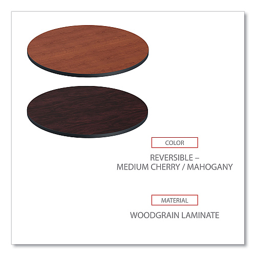 Alera Reversible Laminate Table Top, Round, 35.5" Diameter, Medium Cherry/Mahogany (ALETTRD36CM)