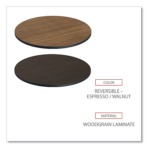 Alera Reversible Laminate Table Top, Round, 35.5" Diameter, Espresso/Walnut (ALETTRD36EW)