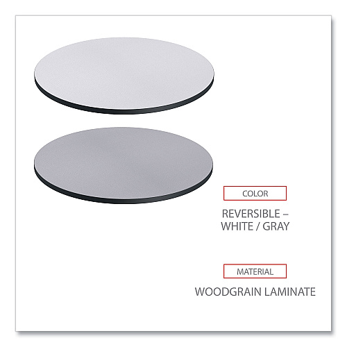 Alera Reversible Laminate Table Top, Round, 35.5" Diameter, White/Gray (ALETTRD36WG)