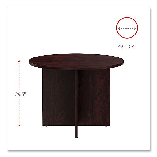 Alera Valencia Round Conference Table with Legs, 42" Diameter x 29.5h, Mahogany (ALEVA7142MY)