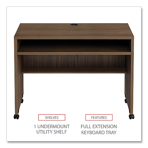 Alera Valencia Series Mobile Workstation Desk, 41.38" x 23.63" x 30", Modern Walnut (ALEVA204224WA)