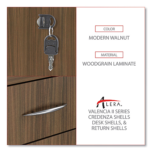 Alera Valencia Series Mobile Pedestal File, Left/Right, 3-Drawer: Box/Box/File, Legal/Letter, Walnut, 15.88 x 20.5 x 28.38 (ALEVA572816WA)