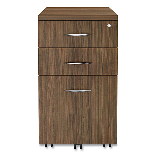 Alera Valencia Series Mobile Pedestal File, Left/Right, 3-Drawer: Box/Box/File, Legal/Letter, Walnut, 15.88 x 20.5 x 28.38 (ALEVA572816WA)
