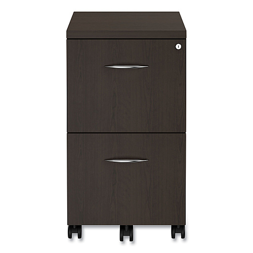 Alera Valencia Series Mobile Pedestal, Left or Right, 2 Legal/Letter-Size File Drawers, Espresso, 15.38" x 20" x 26.63" (ALEVA582816ES)