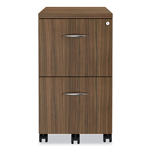 Alera Valencia Series Mobile Pedestal, Left or Right, 2 Legal/Letter-Size File Drawers, Modern Walnut, 15.38" x 20" x 26.63" (ALEVA582816WA)