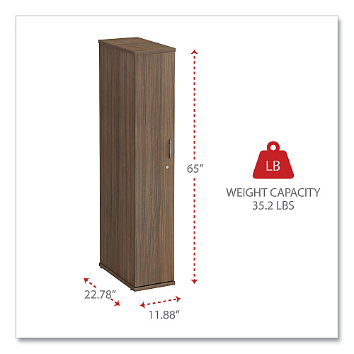 Alera Valencia Series Wardrobe, 11.88w x 22.78d x 65h, Modern Walnut (ALEVA621224WA)