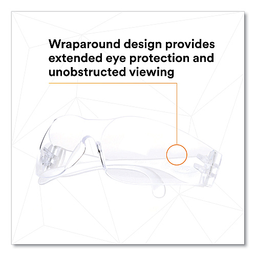 3M Virtua Protective Eyewear, Clear Polycarbonate Frame, Clear Polycarbonate Lens (1122008000)