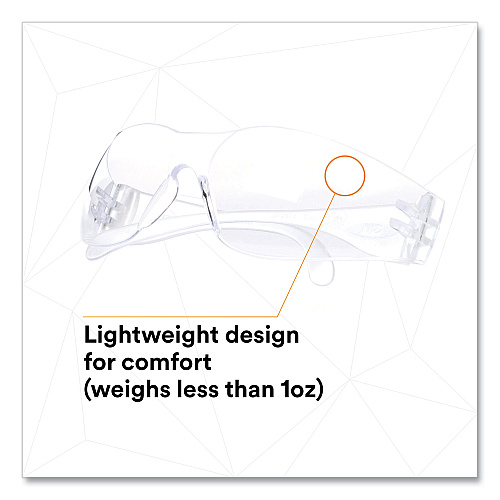 3M Virtua Protective Eyewear, Clear Polycarbonate Frame, Clear Polycarbonate Lens (1122008000)
