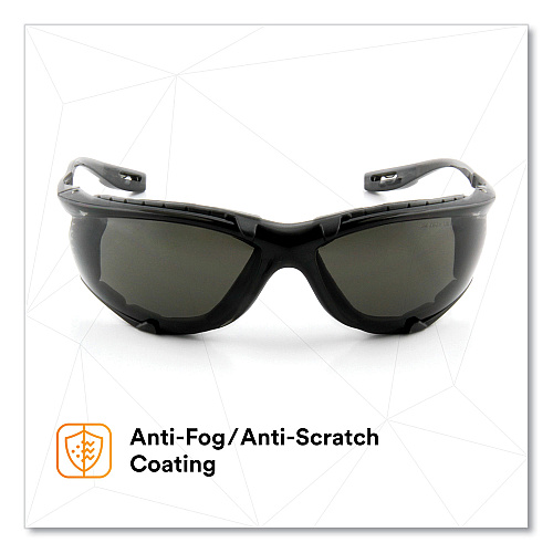 3M Virtua CCS Protective Eyewear with Foam Gasket, Black/Gray Plastic Frame, Gray Polycarbonate Lens (1187300000)
