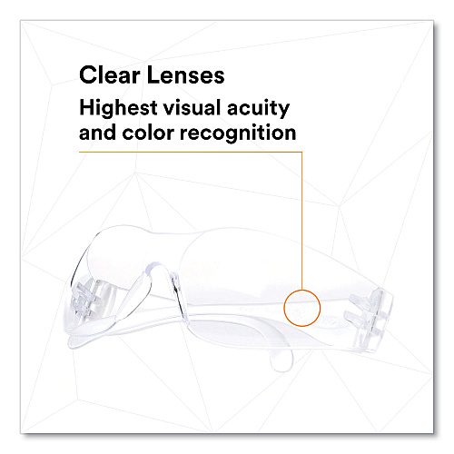 3M Virtua Protective Eyewear, Clear Polycarbonate Frame, Clear Polycarbonate Lens (1122008000)