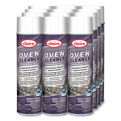 Claire Heavy Duty Foaming Oven Cleaner, 20 oz Aerosol Spray, 12/Carton (824)