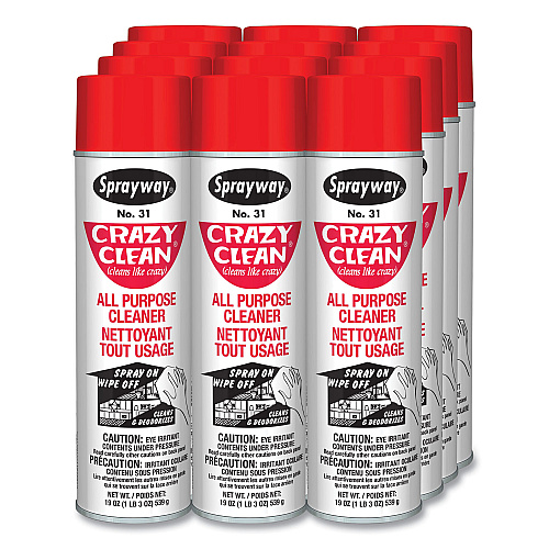 Sprayway Crazy Clean All Purpose Cleaner, Floral Scent, 19 oz Aerosol Spray, Dozen (031)