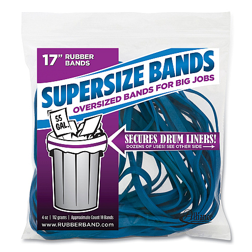 Alliance SuperSize Bands, 0.25" x 17", 4,060 psi Max Elasticity, Blue, 12/Pack (08995)