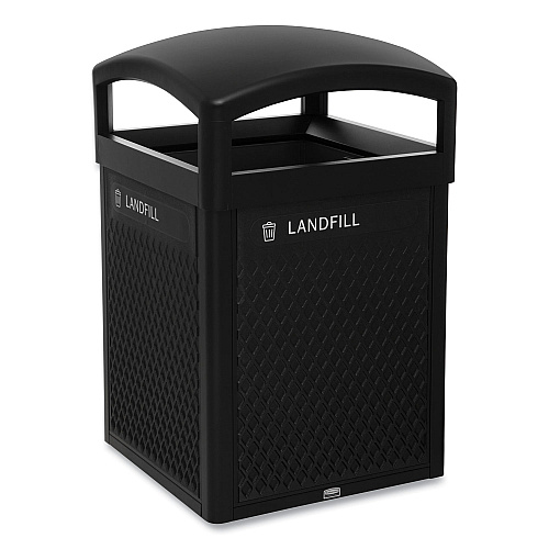 Medium Prelabeled Landfill Waste Panels for Tailor and Landmark Series Containers, 20.72" x 0.5" x 27.95", Black, 4/Carton