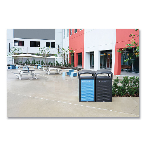 Large Prelabeled Landfill Waste Panels for Tailor and Landmark Series Containers 20.72" x 0.5" x 34.33", Black, 4/Carton