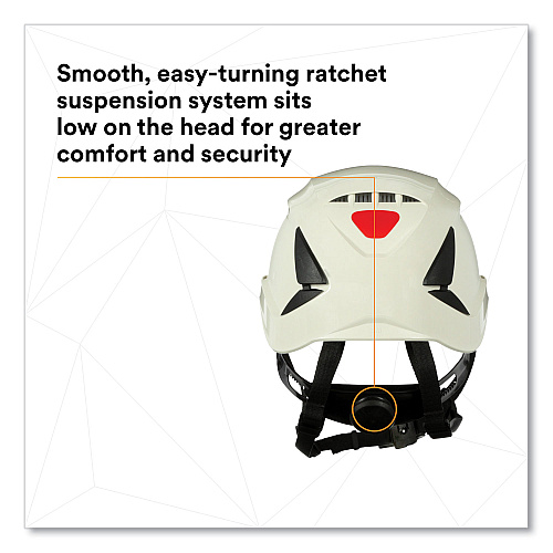 3M SecureFit X5000 Series Safety Helmet, Vented, 6-Point Pressure Diffusion Ratchet Suspension, White (X5001VANSI)