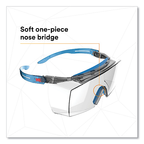 3M SecureFit Protective Eyewear, 3700 OTG Series, Blue Plastic Frame, Clean Polycarbonate Lens (SF3701XSGAB)