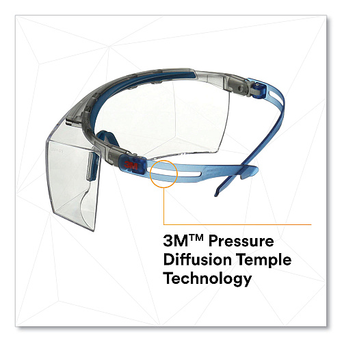 3M SecureFit Protective Eyewear, 3700 OTG Series, Blue Plastic Frame, Clean Polycarbonate Lens (SF3701XSGAB)