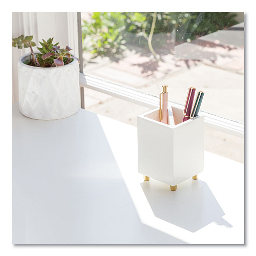 U Brands Juliet Pencil Cup, 3"w x 3"d x 4"h, White (3466U0312)