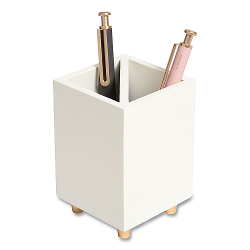 U Brands Juliet Pencil Cup, 3"w x 3"d x 4"h, White (3466U0312)
