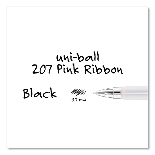 uni-ball 207 Office Pack Gel Pen, Retractable, Medium 0.7 mm, Black Ink, Pink/Translucent White Barrel, 36/Pack (2003896)