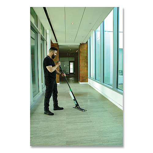 Unger Excella Floor Cleaning Kit, 20" Gray Microfiber Head, 48" to 65" Black/Green Handle (EFKT8)