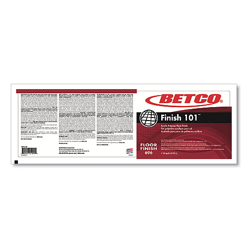 Betco Finish 101 Floor Finish, 1 gal Bottle, 4/Carton (6960400)