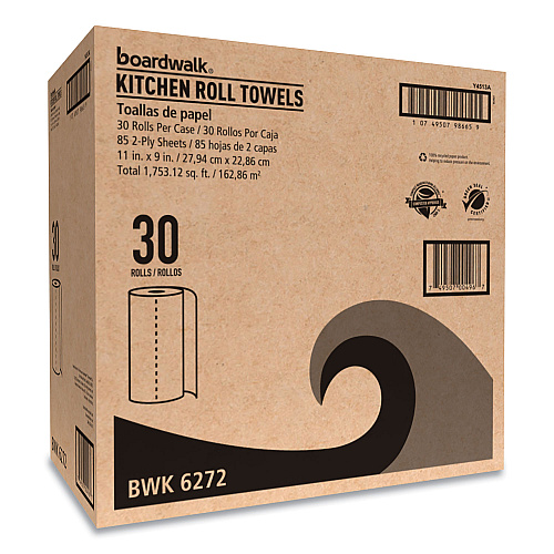 Boardwalk&reg; Kitchen Paper Towels, 2-Ply, 85 Sheet Roll, 30 Rolls (BWK6272)