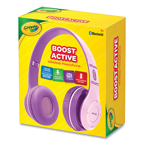 Crayola Boost Active Wireless Headphones, Pink/Purple (CHPBT348P)