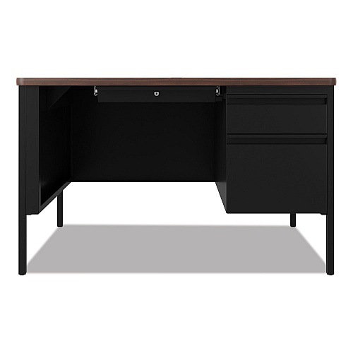 Hirsh Industries Teachers Pedestal Desks, One Right-Hand Pedestal: Box/File Drawers, 48" x 30" x 29.5", Walnut/Black (22652)