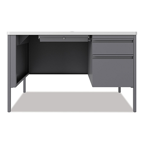 Hirsh Industries Teachers Pedestal Desks, One Right-Hand Pedestal: Box/File Drawers, 48" x 30" x 29.5", White/Platinum (22653)