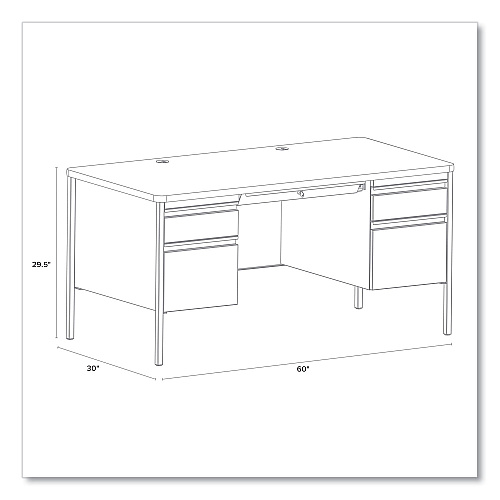 Hirsh Industries Teachers Pedestal Desks, Left and Right-Hand Pedestals: Box/File Drawer Format, 60" x 30" x 29.5", Walnut/Black (22654)