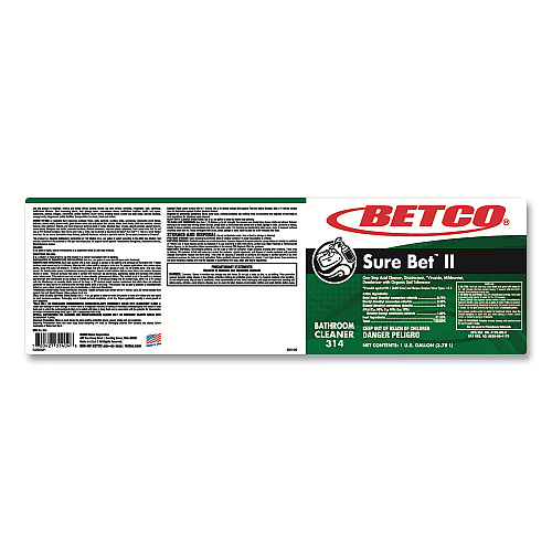 Betco Sure Bet II Foaming Disinfectant, Citrus Scent, 1 gal Bottle, 4/Carton (3140400)