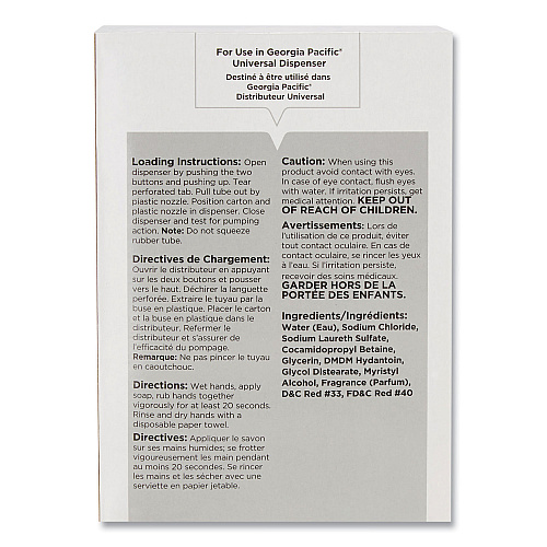 Georgia Pacific Professional Liquid General Purpose Soap Refill, 800 mL, 12/Carton (48113)