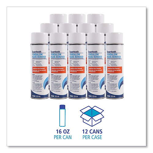 Boardwalk&reg; Vandalism Mark Remover, 16 oz. Aerosol, 12 Cans (BWK351ACT)